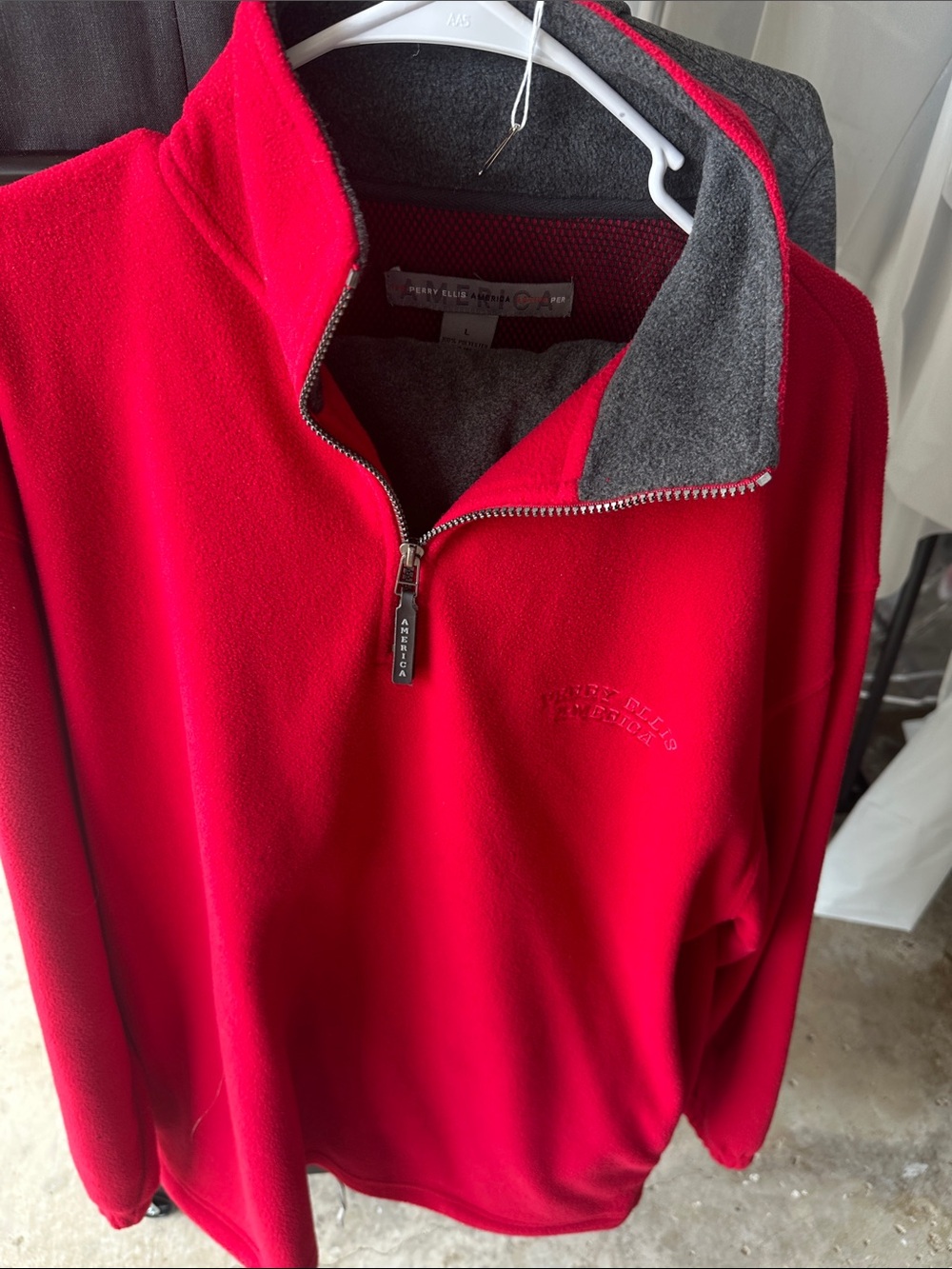 Perry Ellis Red Half-Zip Fleece Pullover